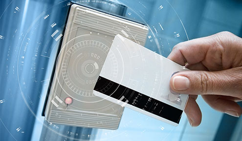 Access control card with card reader